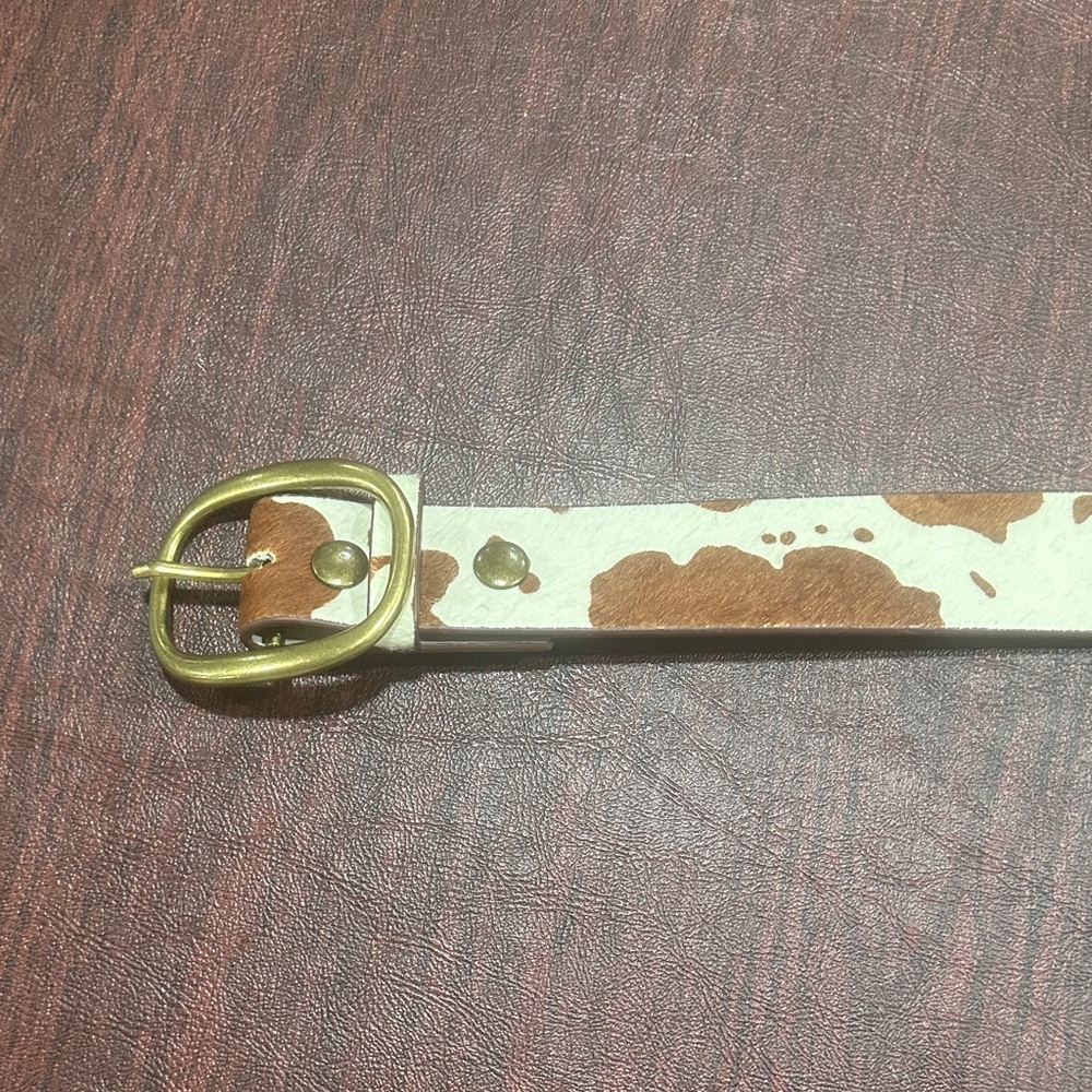 Cowhide Belt with Gold Buckle
